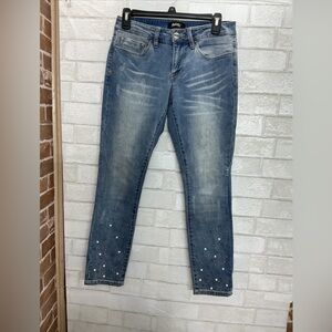 Nanette Lepore Blue Skinny Jeans with Studded Details